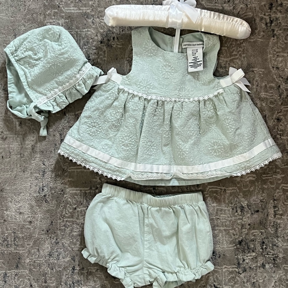 3-6 month Easter dress and bonnet (NWOT)